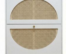 Slimline Rattan and White Shoe Storage Cabinets