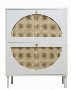 Slimline Rattan and White Shoe Storage Cabinets