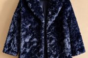 Gorgeous MANGO Size Xs Relaxed Fit faux fur coat in a deep navy shade with a super plush, textured finish.