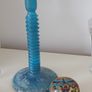 Vintage Turquoise Frosted Glass Candleholder Image 2