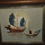 Oil on board "Traditional Chinese Junk Boats" Framed Image 5