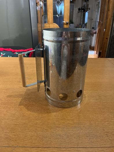 Metal Charcoal Lighter with Wooden Handle - Charcoal Lighter with Heat Shield - Quick Lighter