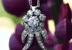 Antique Art Deco Diamond Cluster Pendant Necklace - Platinum