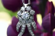 Antique Art Deco Diamond Cluster Pendant Necklace - Platinum