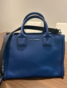 Karl Lagerfeld Blue Vegan Leather Handbag