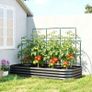 Raised bed with trellis, metal planter with protective edge gloves 220 x 110 x 150 cm, Dark gray Image 6