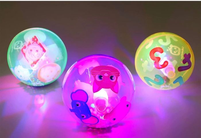 Pack of 3 Cocomelon 8cm Light Up & Shake Balls - Fun Coco Melon Baby Toys - Toddler Sensory Toys - Suitable From Birth