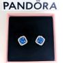 Pandora Sparkling Square Blue Halo Stud Earrings Image 2