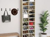 Shoe Cabinet White and Sonoma Oak 54x34x183 cm Chipboard