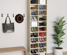Shoe Cabinet White and Sonoma Oak 54x34x183 cm Chipboard