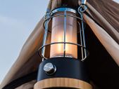 Rechargeable Camping LED Retro Water Resistant Lantern, 6 Watts 370 Lumen, Long Life Battery Powered (5000mAh Battery Capacity), Dimmable and Colour Changing, Rope Handle (Black)