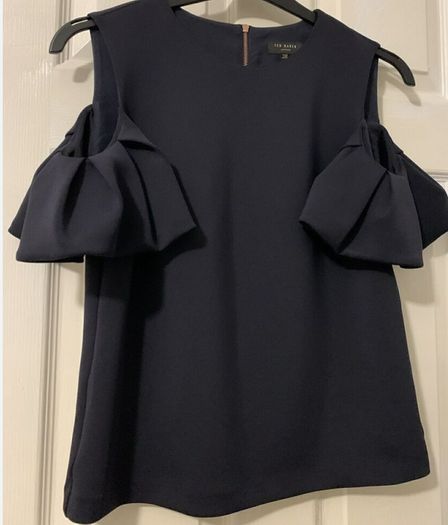 Ted Baker navy cold shoulder top size 2 uk10