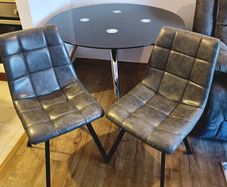 Round Glass & Chrome Dining Table with 2 Chairs (Can Sell Separately)