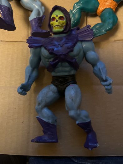 Vintage 80s Action Figure Lot MOTU Skeletor Merman, Rock Lords Granite, Super Naturals Hologram