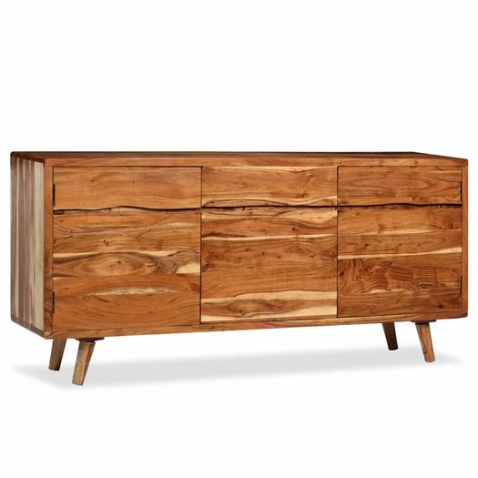 Sideboard Solid Wood with Carved Doors 160x40x75 cm