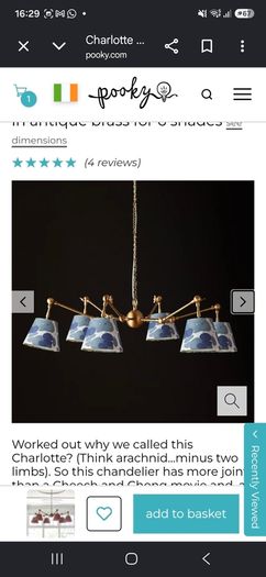 Pooky charlotte chandelier in antique brass