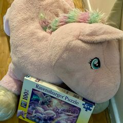 Free Unicorn Soft toy jigsaw and cot