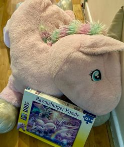 Free Unicorn Soft toy jigsaw and cot