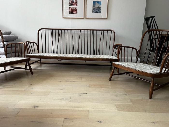 Ercol 766 Jubilee bentwood Three Seater Sofa and two armchairs