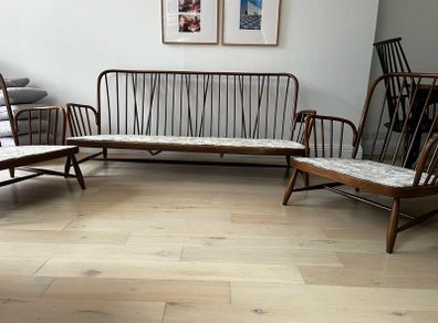 Ercol 766 Jubilee bentwood Three Seater Sofa and two armchairs