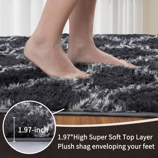 FREE EXPRESS SHIPPING Rugs Living Room 120x160cm, Grey Area Rugs for Bedroom, Washable Anti Slip Extra Large Shaggy Soft Rug Fluffy Modern Floor Carpets Mat Beside Rugs for Kids Living Room