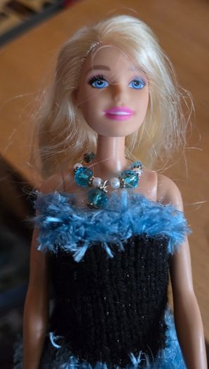 Barbie doll handemade dress and necklace