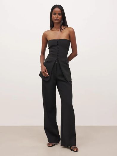 Because Of Alice Black Brand New Strapless Peplum Bodice Top in Size XS.