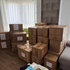 Cardboard boxes and bubble wrap