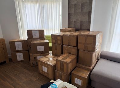 Cardboard boxes and bubble wrap