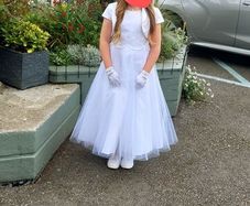 communion dress with accessories bolero veil gloves dressing gown bag and runners