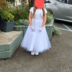 communion dress with accessories bolero veil gloves dressing gown bag and runners
