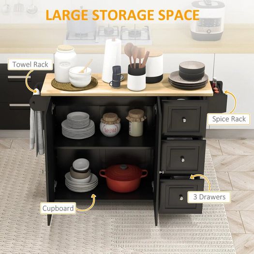 Kitchen Island with Drop Leaf