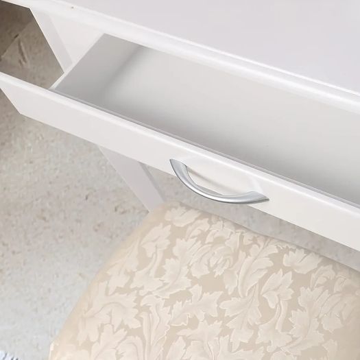 ML-Design Dressing Table White Dressing Table with Mirror, Stool and 3 Drawers, 75 x 140 x 40 cm, Country House Style, Cosmetic Table for Women and Girls, Dressing Table Made of MDF Wood, Chest of