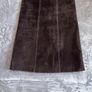Vintage Y2K Real Suede Chocolate Brown Midi Skirt 100% Suede A-Line Boho Indie UK8 Image 2