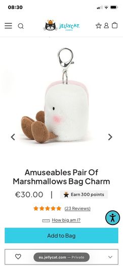 New JELLYCAT Amuseables Pair of Marshmallows Bag Charm