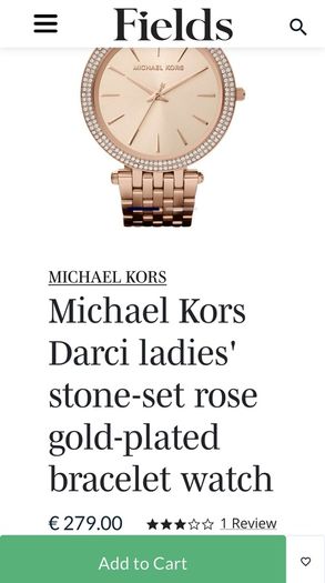 Michael Kors ladies' rose gold-plated bracelet watch