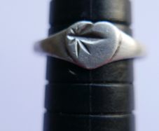 Vintage Sterling Silver 925 Heart Signet Ring adjustable size 1,6g