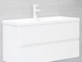 Sink Cabinet with Built-in Basin High Gloss White Chipboard