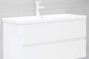 Sink Cabinet with Built-in Basin High Gloss White Chipboard