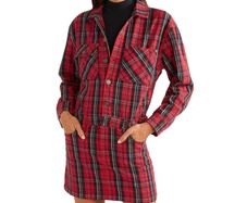 Current/Elliott Red Denim Plaid Dress