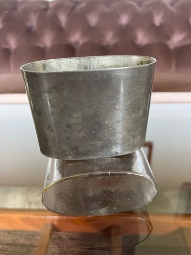 Edwardian Pewter Glass and Leather Gentlemans Hip Flask