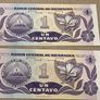 Nicaragua 1991 Uncirculated Centavos Banknotes Consecutive Numbers Image 2