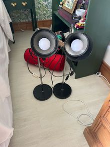 Pair of Black & Chrome Adjustable Table or Desk Lamps