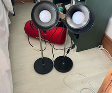 Pair of Black & Chrome Adjustable Table or Desk Lamps