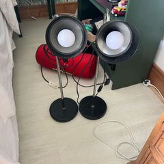 Pair of Black & Chrome Adjustable Table or Desk Lamps