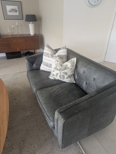 2 seater & 3/4 seater leather couch sofa