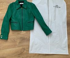 Coach Leather Bomber Jacket green