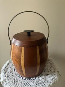 Vintage Wooden Biscuit Barrel