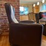 Brown Leather Armchair with Foot Stool Image 4