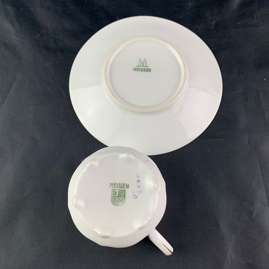 Antique Carl Teichert Meissen Demitasse Cup and Saucer